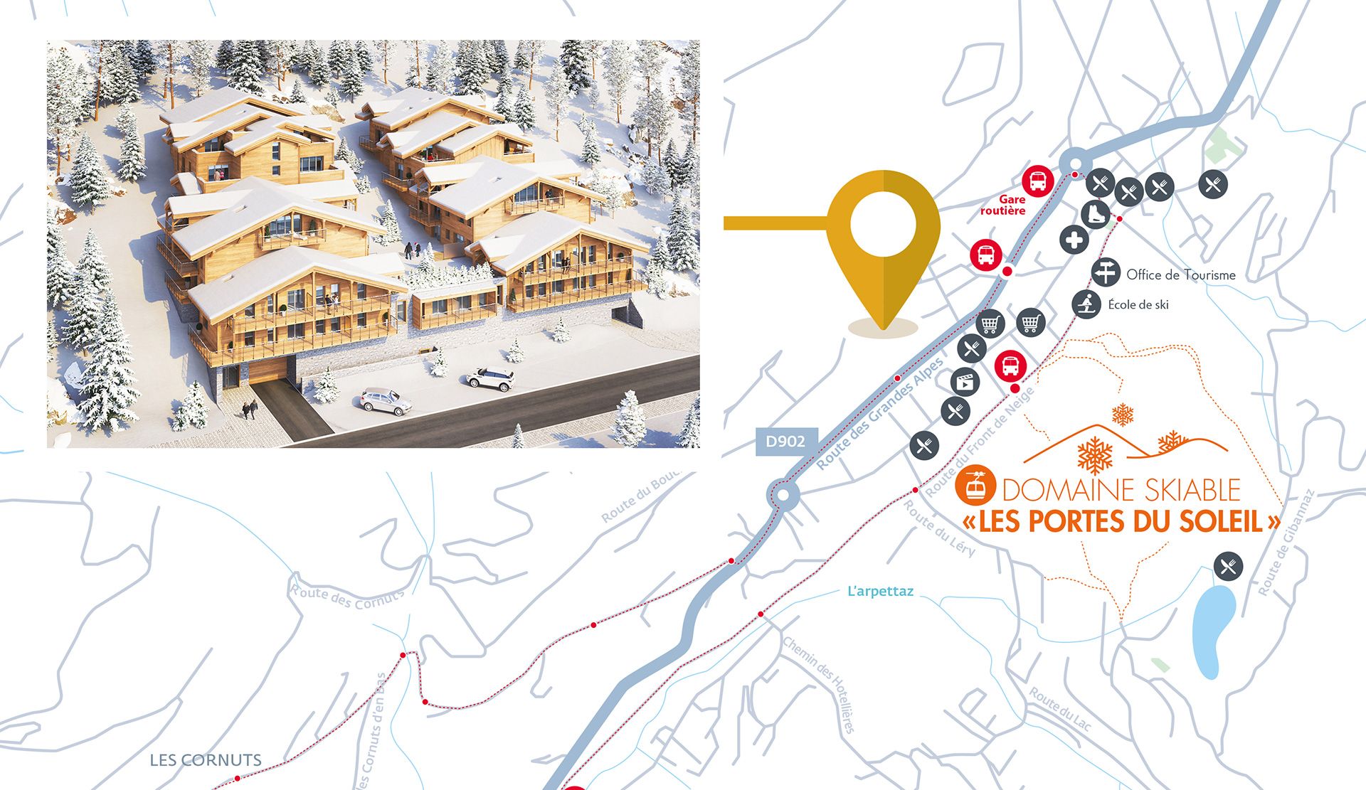 Alps Living - Programme immobilier La Croisette, Les Gets - Plan de situation