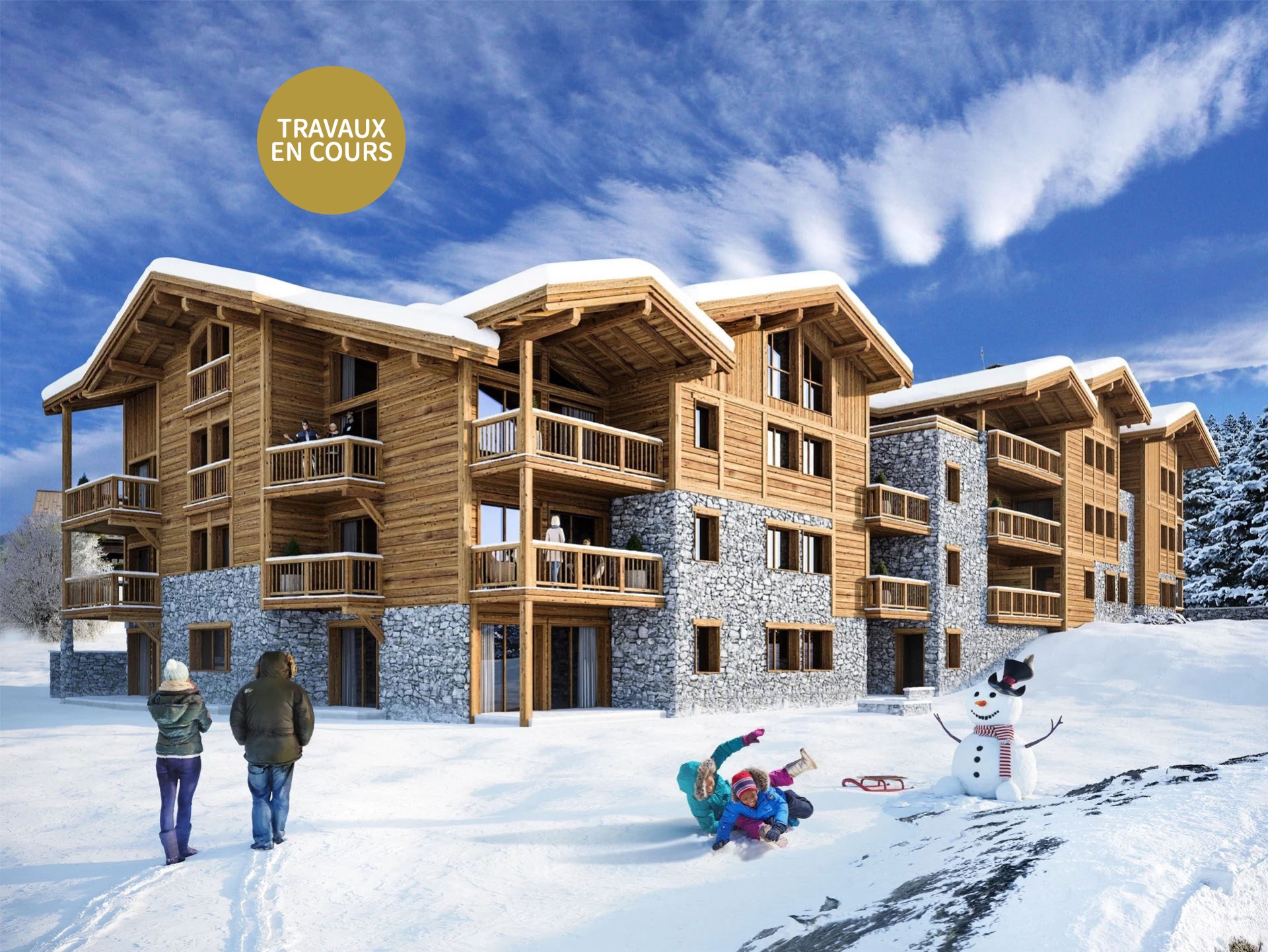 Alps Living - Programme immobilier La Ferme des Pistes, Les Gets - Vue extérieure 3 - Travaux en cours