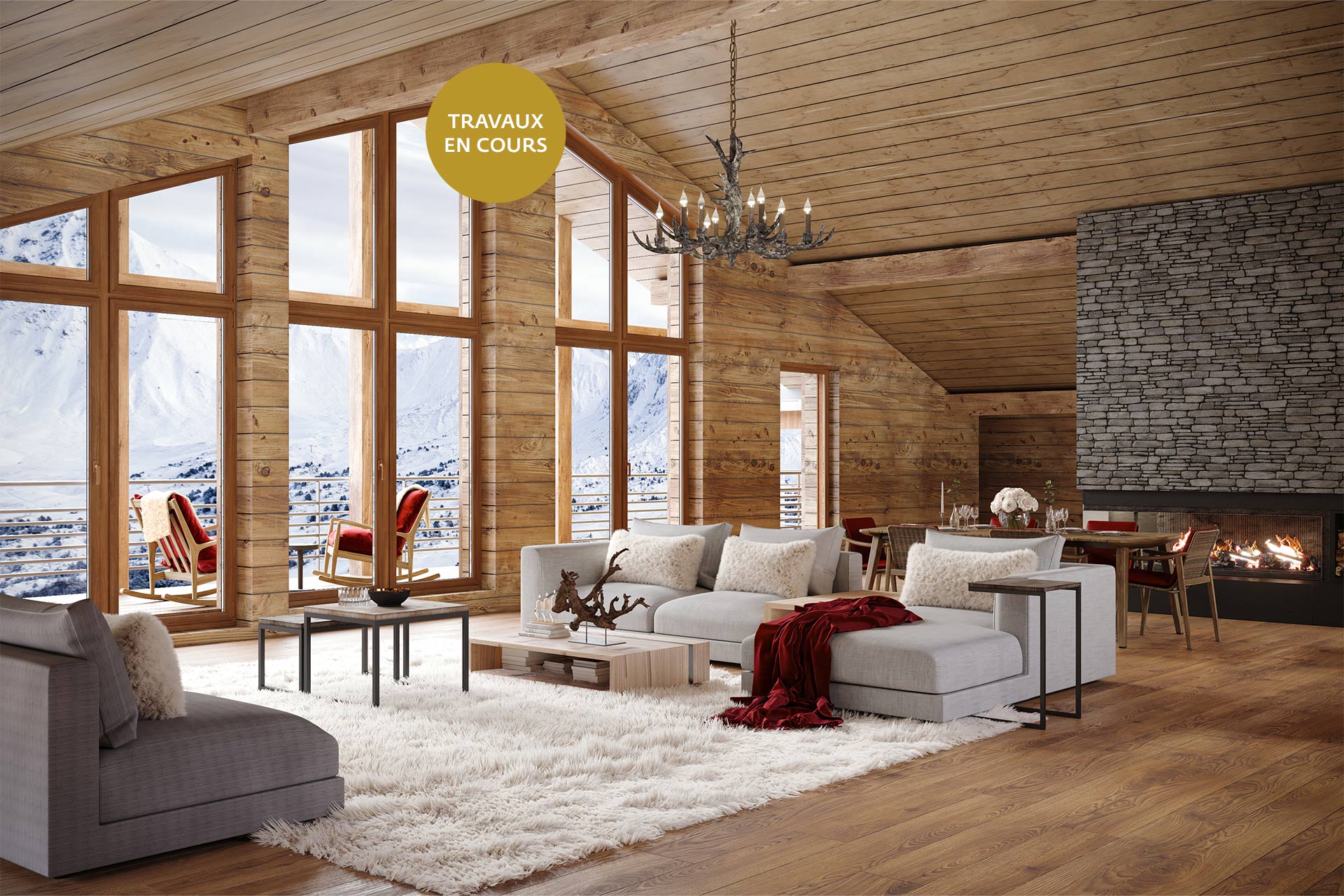 Alps Living - Programme immobilier Le Rocher, Les Gets - Séjour